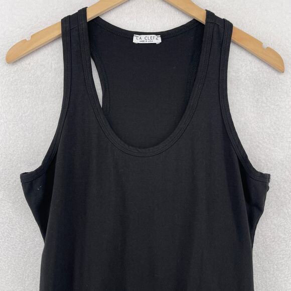 LA CLEF Dress XL Scoop Neck Racerback Stretch Cotton Sheath Tank USA Black - Picture 3 of 13